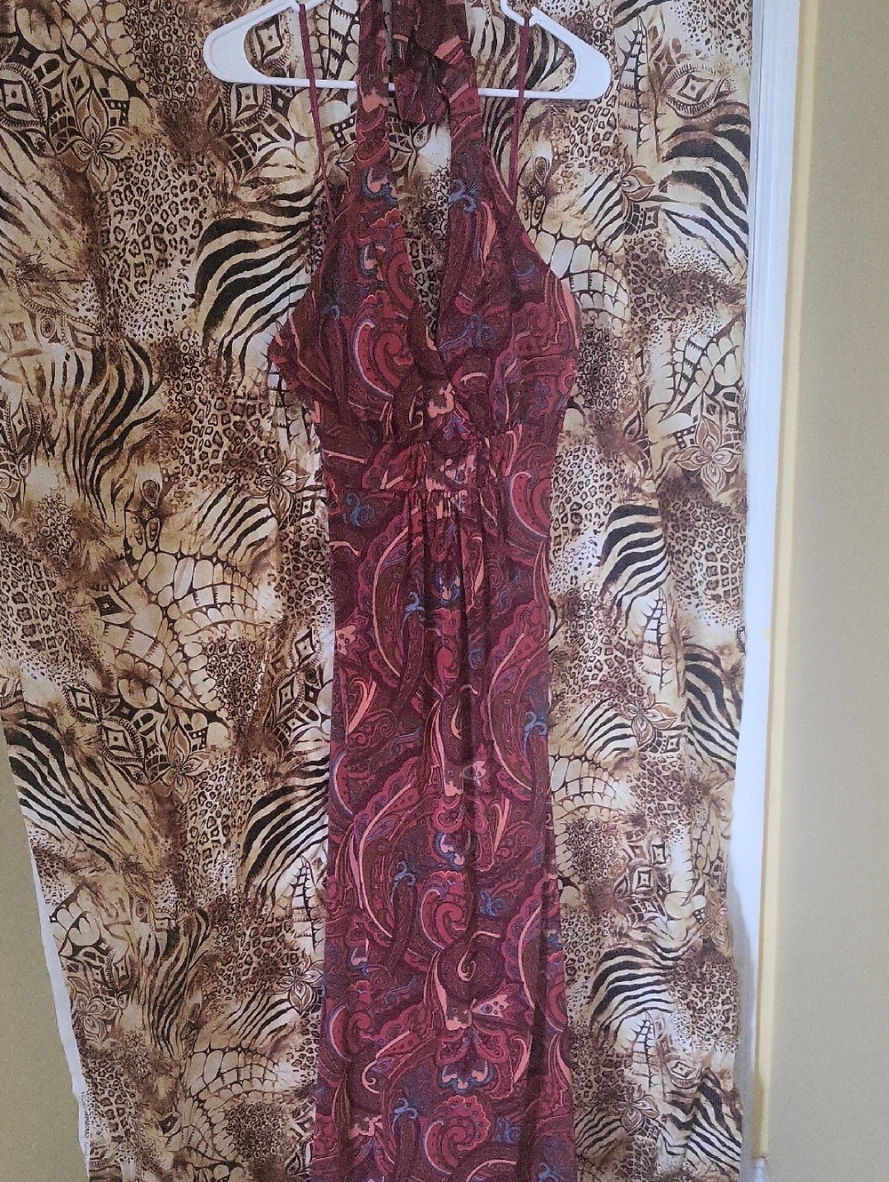 Jessica Simpson Burgundy Paisley Halter Maxi Dress